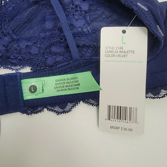 Honeydew Intimates Women's Camellia Lace Bralette In Velvet L to MDesigne - Picture 8 of 8